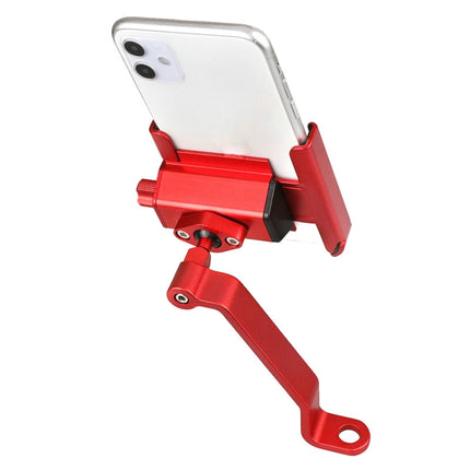 CYCLINGBOX Aluminum Alloy Mobile Phone Holder Bicycle Riding Takeaway Rotatable Metal Mobile Phone Bracket, Style:Rearview Mirror Installation(Red)-garmade.com