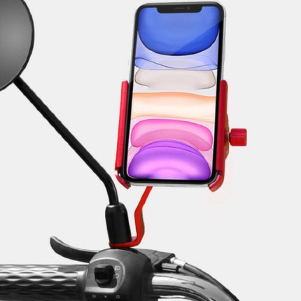 CYCLINGBOX Aluminum Alloy Mobile Phone Holder Bicycle Riding Takeaway Rotatable Metal Mobile Phone Bracket, Style:Rearview Mirror Installation(Titanium)-garmade.com