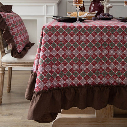 Hotel Home Dining Table Retro Cotton Tablecloth, Size: 140x180cm(Lotus Leaf)-garmade.com