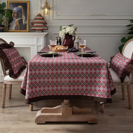 Hotel Home Dining Table Retro Cotton Tablecloth, Size: 140x180cm(Hemming)-garmade.com