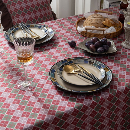 Hotel Home Dining Table Retro Cotton Tablecloth, Size: 140x180cm(Lotus Leaf)-garmade.com