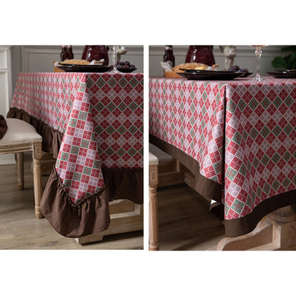 Hotel Home Dining Table Retro Cotton Tablecloth, Size: 140x180cm(Lotus Leaf)-garmade.com