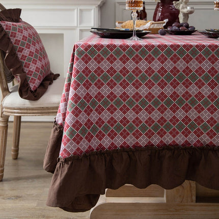 Hotel Home Dining Table Retro Cotton Tablecloth, Size: 140x220cm(Lotus Leaf)-garmade.com