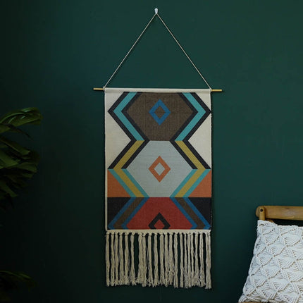 GT001 Printed Tapestry Cotton Thread Woven Tassel Wall Hanging Decoration, Size: 50x70cm(Lockett)-garmade.com