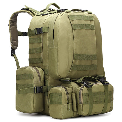 B08 Camping Trip Oxford Cloth Bag Outdoor Hiking Mountaineering Combination Backpack(Army Green)-garmade.com