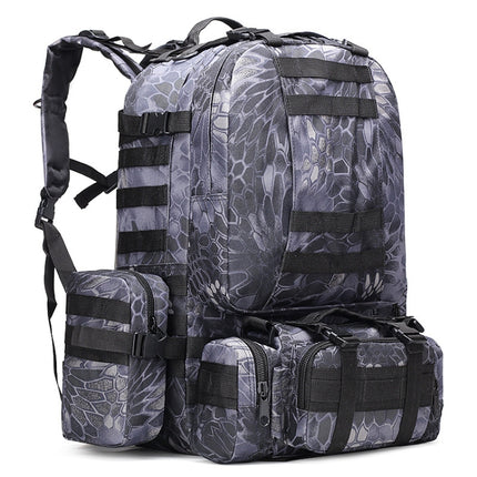 B08 Camping Trip Oxford Cloth Bag Outdoor Hiking Mountaineering Combination Backpack(Python Black)-garmade.com