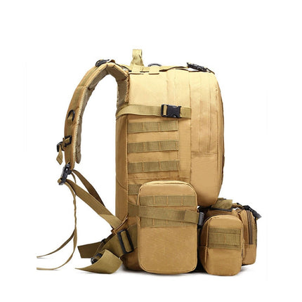 B08 Camping Trip Oxford Cloth Bag Outdoor Hiking Mountaineering Combination Backpack(Mud Color)-garmade.com