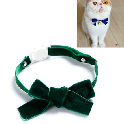 5 PCS Velvet Bowknot Adjustable Pet Collar Cat Dog Rabbit Bow Tie Accessories, Size:S 17-30cm, Style:Bowknot(Green)-garmade.com