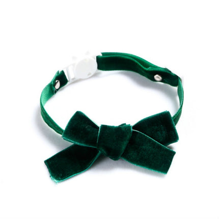 5 PCS Velvet Bowknot Adjustable Pet Collar Cat Dog Rabbit Bow Tie Accessories, Size:S 17-30cm, Style:Bowknot(Green)-garmade.com