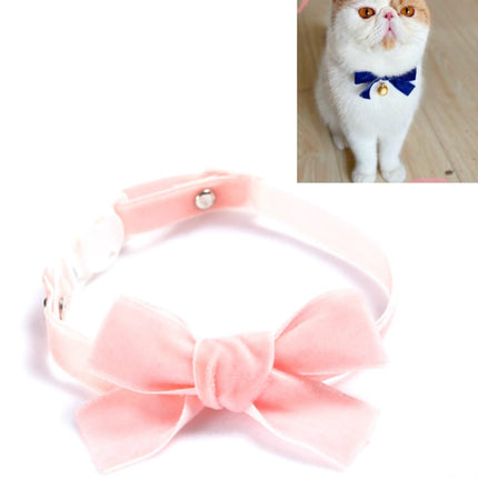 5 PCS Velvet Bowknot Adjustable Pet Collar Cat Dog Rabbit Bow Tie Accessories, Size:S 17-30cm, Style:Bowknot(Pink)-garmade.com