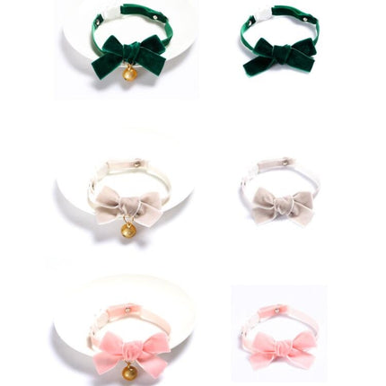 5 PCS Velvet Bowknot Adjustable Pet Collar Cat Dog Rabbit Bow Tie Accessories, Size:S 17-30cm, Style:Bowknot(Gray)-garmade.com