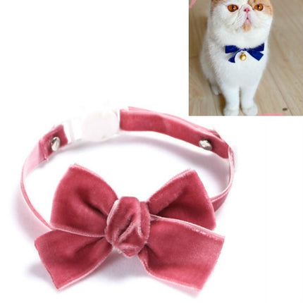 5 PCS Velvet Bowknot Adjustable Pet Collar Cat Dog Rabbit Bow Tie Accessories, Size:S 17-30cm, Style:Bowknot(Bean Paste)-garmade.com