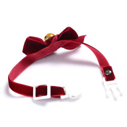 5 PCS Velvet Bowknot Adjustable Pet Collar Cat Dog Rabbit Bow Tie Accessories, Size:S 17-30cm, Style:Bowknot(Pink)-garmade.com