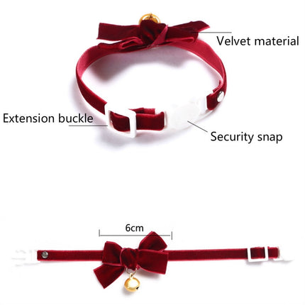 5 PCS Velvet Bowknot Adjustable Pet Collar Cat Dog Rabbit Bow Tie Accessories, Size:S 17-30cm, Style:Bowknot(Red)-garmade.com