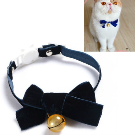 5 PCS Velvet Bowknot Adjustable Pet Collar Cat Dog Rabbit Bow Tie Accessories, Size:S 17-30cm, Style:Bowknot With Bell(Blue)-garmade.com