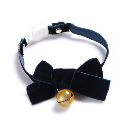 5 PCS Velvet Bowknot Adjustable Pet Collar Cat Dog Rabbit Bow Tie Accessories, Size:S 17-30cm, Style:Bowknot With Bell(Blue)-garmade.com