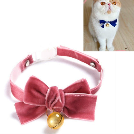 5 PCS Velvet Bowknot Adjustable Pet Collar Cat Dog Rabbit Bow Tie Accessories, Size:S 17-30cm, Style:Bowknot With Bell(Bean Paste)-garmade.com