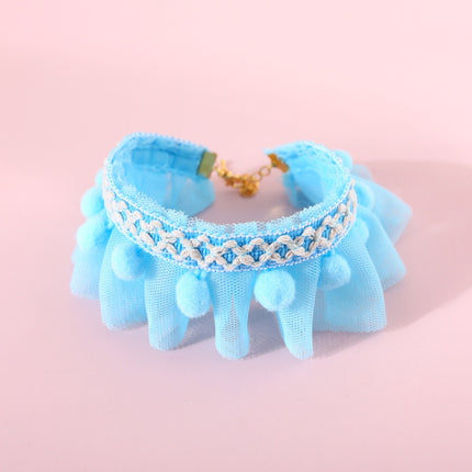 6 PCS Lace Pet Adjustable Collar Cat Dog Photo Accessories, Size:M 25-30cm(Blue)-garmade.com