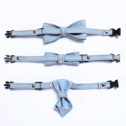 4 PCS Pet Cowboy Bow Tie Collar Cats Dogs Adjustable Tie Collars Pet Accessories Supplies, Size:S 16-32cm, Style:Small Bowknot(Light Blue)-garmade.com