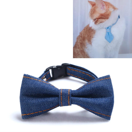 4 PCS Pet Cowboy Bow Tie Collar Cats Dogs Adjustable Tie Collars Pet Accessories Supplies, Size:S 16-32cm, Style:Small Bowknot(Dark Blue)-garmade.com
