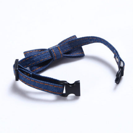 4 PCS Pet Cowboy Bow Tie Collar Cats Dogs Adjustable Tie Collars Pet Accessories Supplies, Size:S 16-32cm, Style:Big Bowknot(Light Blue)-garmade.com