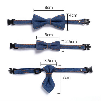 4 PCS Pet Cowboy Bow Tie Collar Cats Dogs Adjustable Tie Collars Pet Accessories Supplies, Size:S 16-32cm, Style:Big Bowknot(Light Blue)-garmade.com
