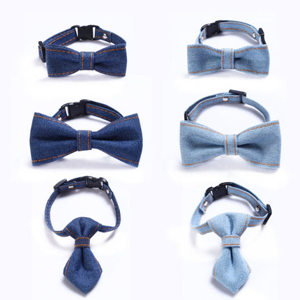 4 PCS Pet Cowboy Bow Tie Collar Cats Dogs Adjustable Tie Collars Pet Accessories Supplies, Size:S 16-32cm, Style:Tie(Light Blue)-garmade.com