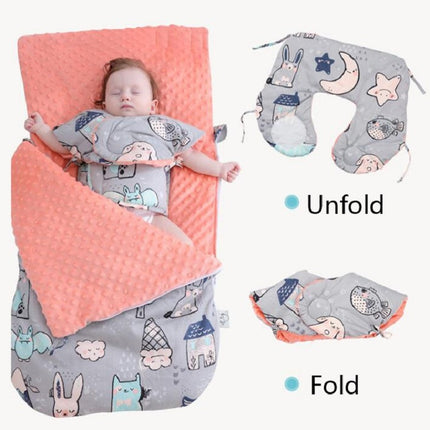 Baby Cotton Anti-Shock Autumn And Winter Thickening Dual-Use Newborn Quilt Baby Peas Blanket Sleeping Bag(Animal World Thick With Shoulder Pad)-garmade.com