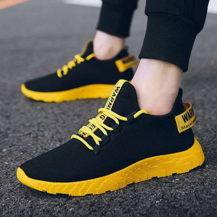 Breathable Mesh Colorful Sole Comfortable All-Match Sports Shoes For Men, Size:37(Yellow)-garmade.com