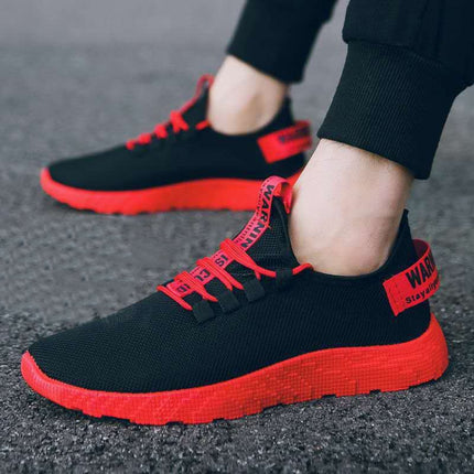 Breathable Mesh Colorful Sole Comfortable All-Match Sports Shoes For Men, Size:38(Red)-garmade.com