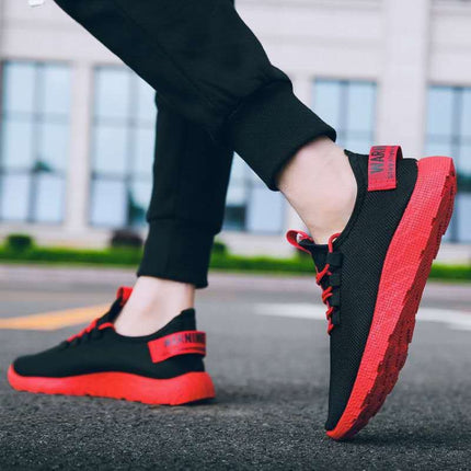 Breathable Mesh Colorful Sole Comfortable All-Match Sports Shoes For Men, Size:38(Red)-garmade.com