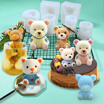 Cartoon Milk Tea Coffee Bear Ice Cube Silicone Mold Aromatherapy Candle Plaster Epoxy Mold, Specification: MC-98-garmade.com