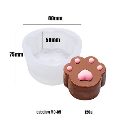 DIY Animal Claw Shape Candle Glue Cake Jelly Pudding Silicone Mold, Specification: Cat Claw MC-05-garmade.com