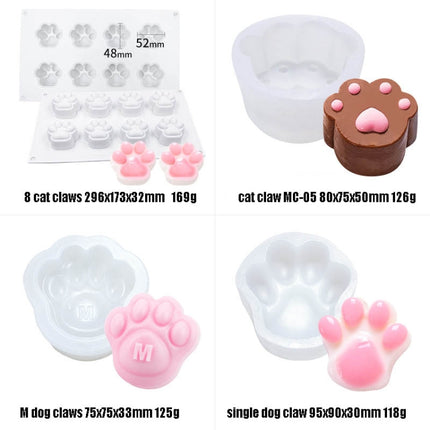 DIY Animal Claw Shape Candle Glue Cake Jelly Pudding Silicone Mold, Specification: Single Dog Paw-garmade.com