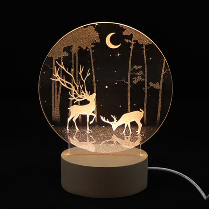 3D Atmosphere Decorative Light Acrylic Inner Carved LED Night Light Creative Girl Table Lamp(Double Deer)-garmade.com