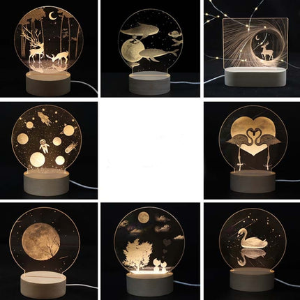 3D Atmosphere Decorative Light Acrylic Inner Carved LED Night Light Creative Girl Table Lamp(Whale Girl)-garmade.com