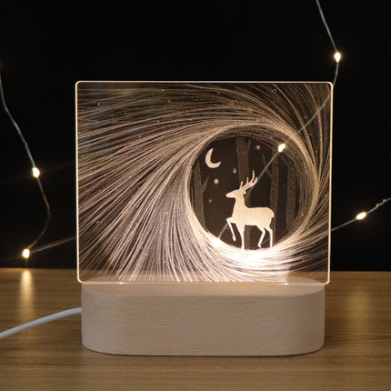 3D Atmosphere Decorative Light Acrylic Inner Carved LED Night Light Creative Girl Table Lamp(Deer)-garmade.com