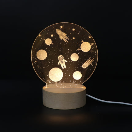 3D Atmosphere Decorative Light Acrylic Inner Carved LED Night Light Creative Girl Table Lamp(Cartoon Astronaut)-garmade.com