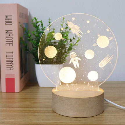 3D Atmosphere Decorative Light Acrylic Inner Carved LED Night Light Creative Girl Table Lamp(Cartoon Astronaut)-garmade.com