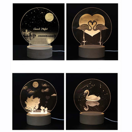 3D Atmosphere Decorative Light Acrylic Inner Carved LED Night Light Creative Girl Table Lamp(Good Night)-garmade.com