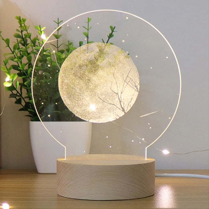 3D Atmosphere Decorative Light Acrylic Inner Carved LED Night Light Creative Girl Table Lamp(Full Moon)-garmade.com