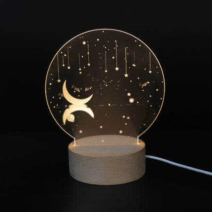 3D Atmosphere Decorative Light Acrylic Inner Carved LED Night Light Creative Girl Table Lamp(Stars And Moon)-garmade.com