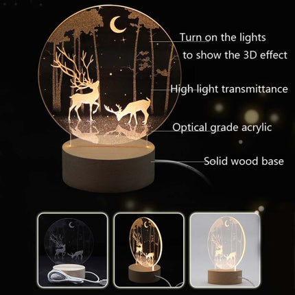 3D Atmosphere Decorative Light Acrylic Inner Carved LED Night Light Creative Girl Table Lamp(Tree Cat)-garmade.com