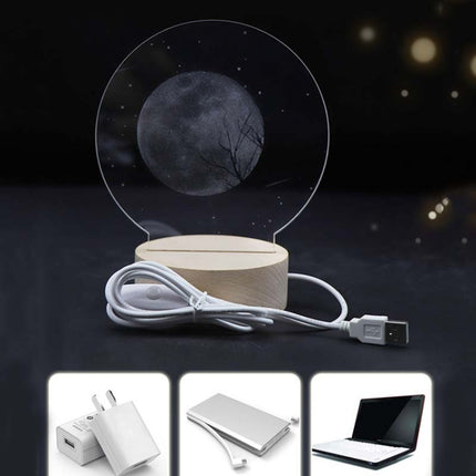 3D Atmosphere Decorative Light Acrylic Inner Carved LED Night Light Creative Girl Table Lamp(Tree Cat)-garmade.com