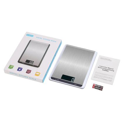 5kg/1g Stainless Steel Kitchen Scale Household Food Electronic Scale(White)-garmade.com