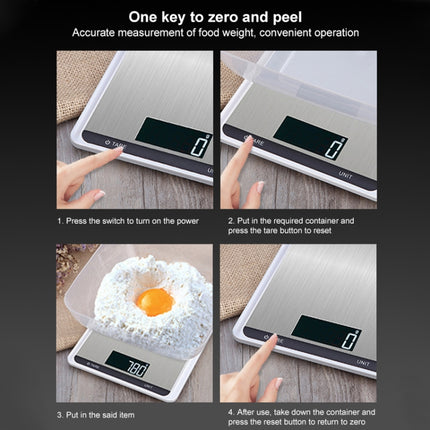 10kg/1g Stainless Steel Kitchen Scale Household Food Electronic Scale(White)-garmade.com