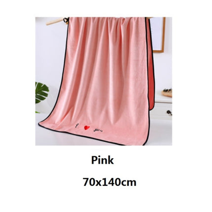 Soft Thick Absorbent Fiber Couple Large Bath Towels, Size:70x140cm(Pink)-garmade.com