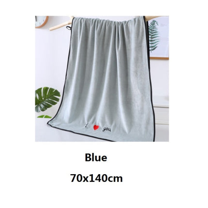 Soft Thick Absorbent Fiber Couple Large Bath Towels, Size:70x140cm(Blue)-garmade.com