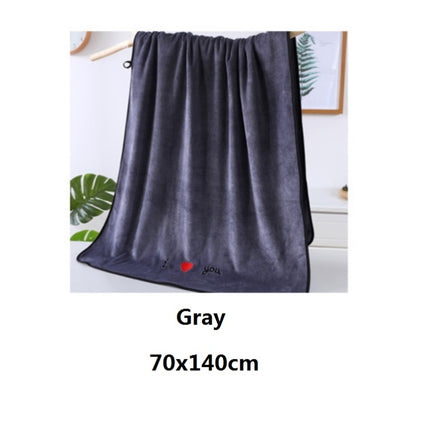 Soft Thick Absorbent Fiber Couple Large Bath Towels, Size:70x140cm(Grey)-garmade.com