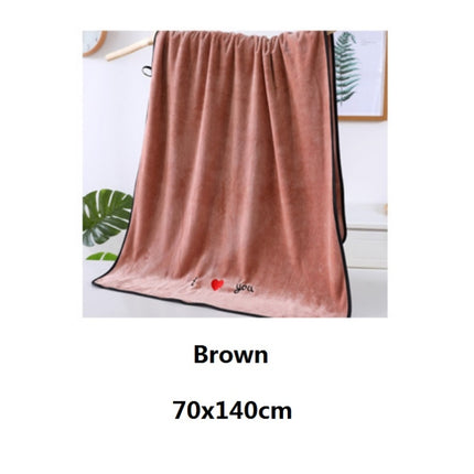 Soft Thick Absorbent Fiber Couple Large Bath Towels, Size:70x140cm(Brown)-garmade.com
